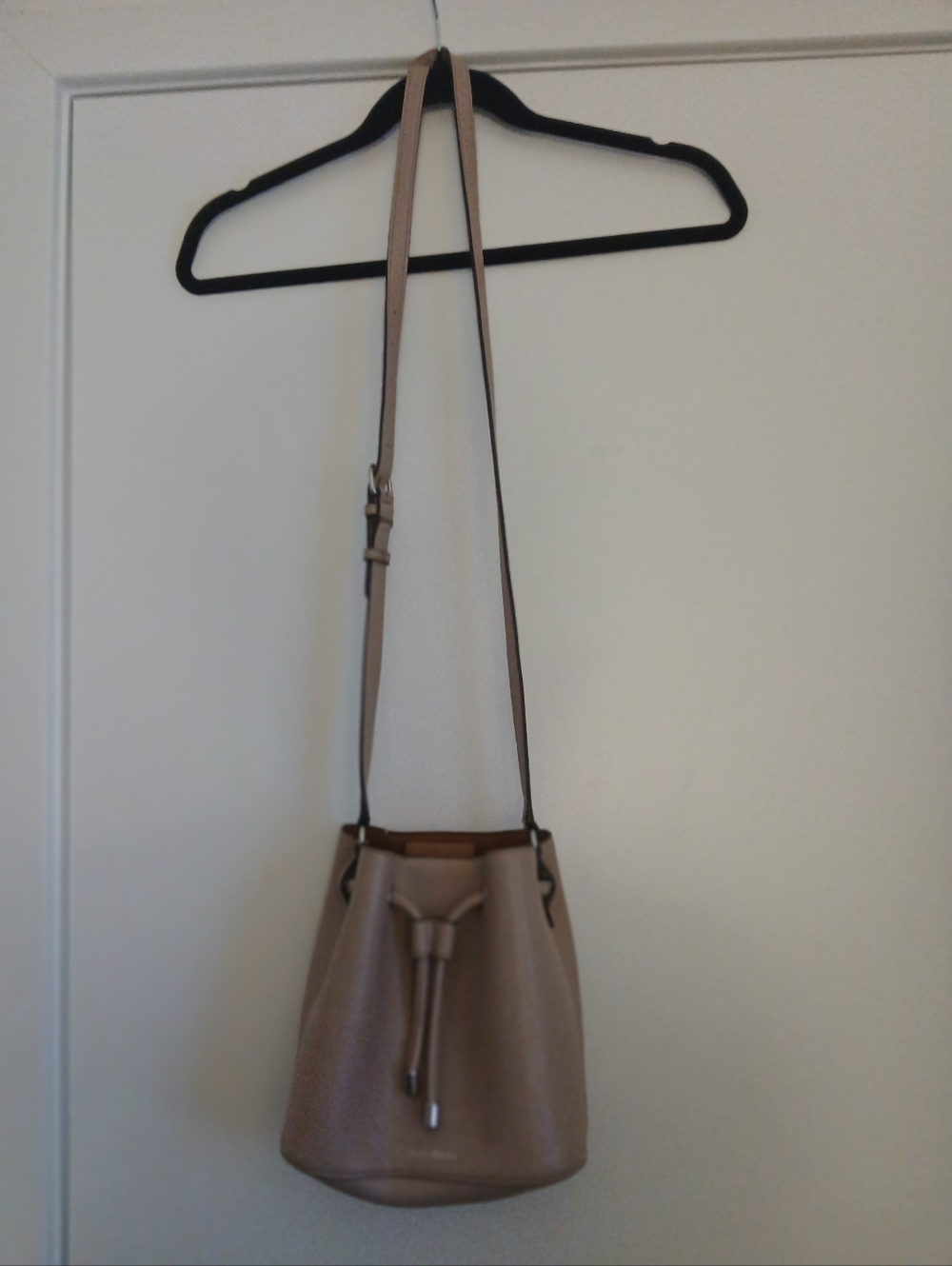 Calvin Klein Taupe Drawstring Crossbody
